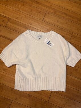 Pink Rose Cream Short-Sleeve Scoop Neck Knit Top XL